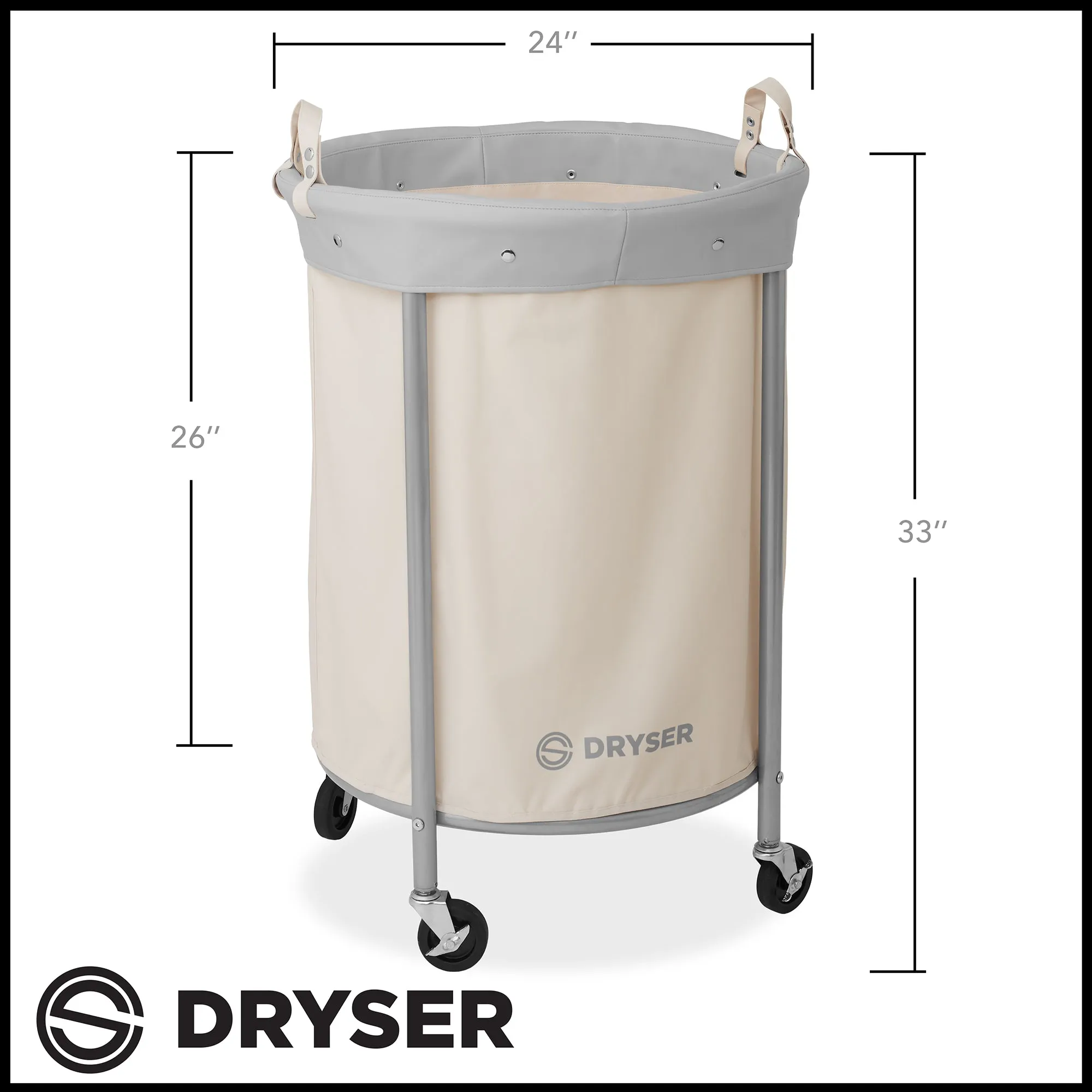 Commercial Round Rolling Canvas Bin Laundry Hamper on Wheels