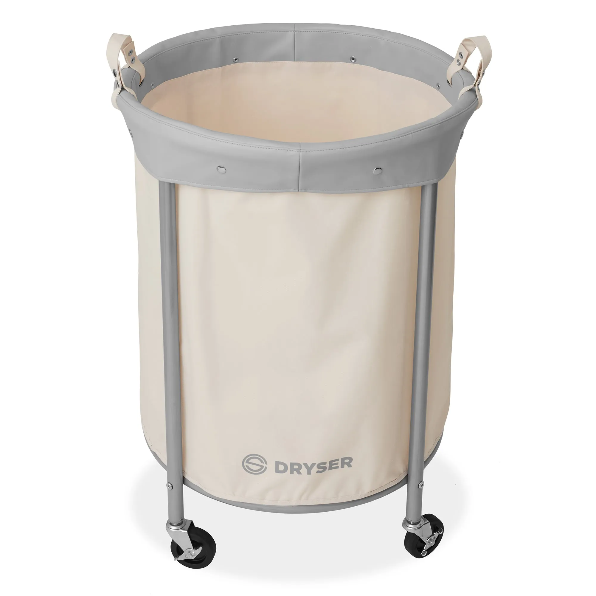 Commercial Round Rolling Canvas Bin Laundry Hamper on Wheels