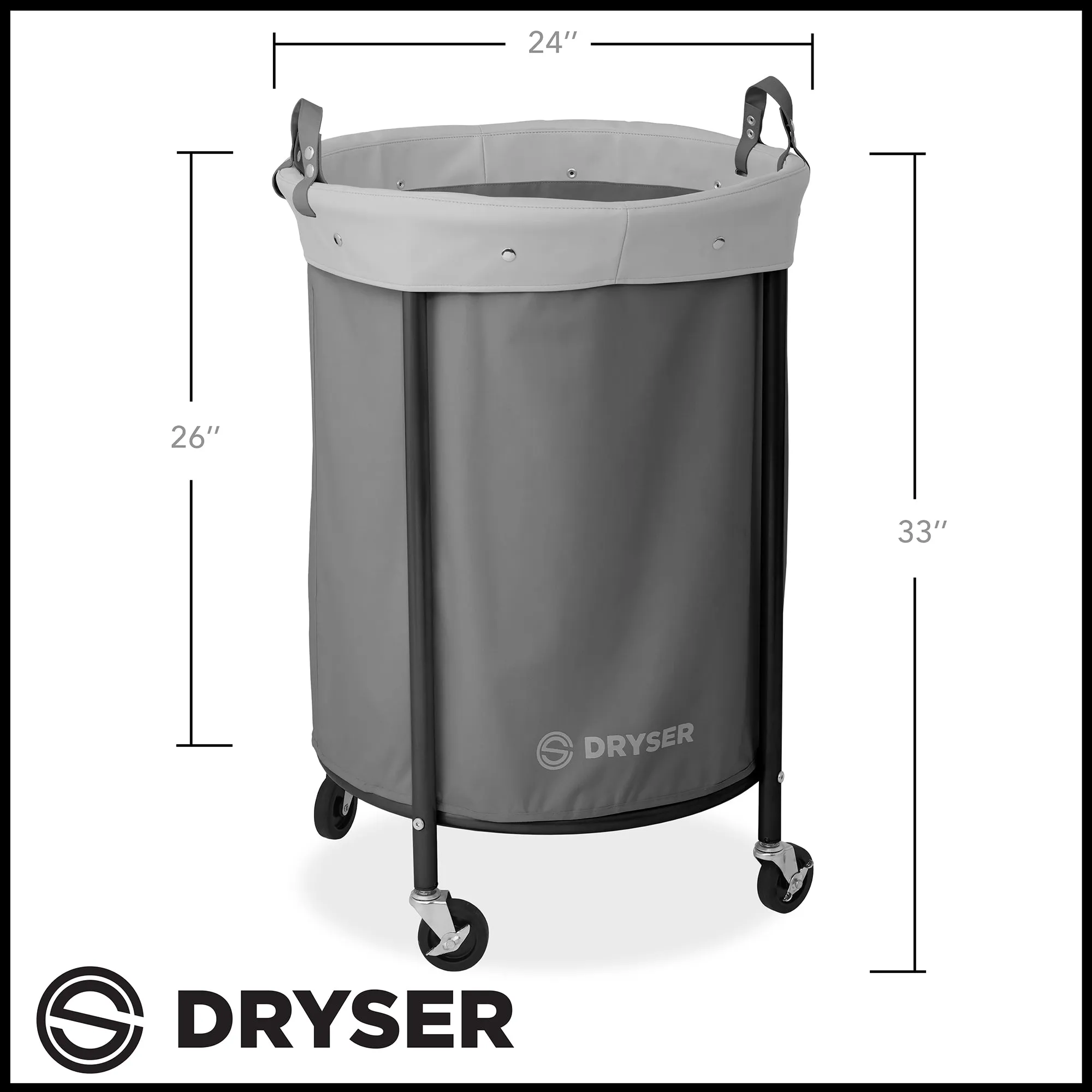 Commercial Round Rolling Canvas Bin Laundry Hamper on Wheels