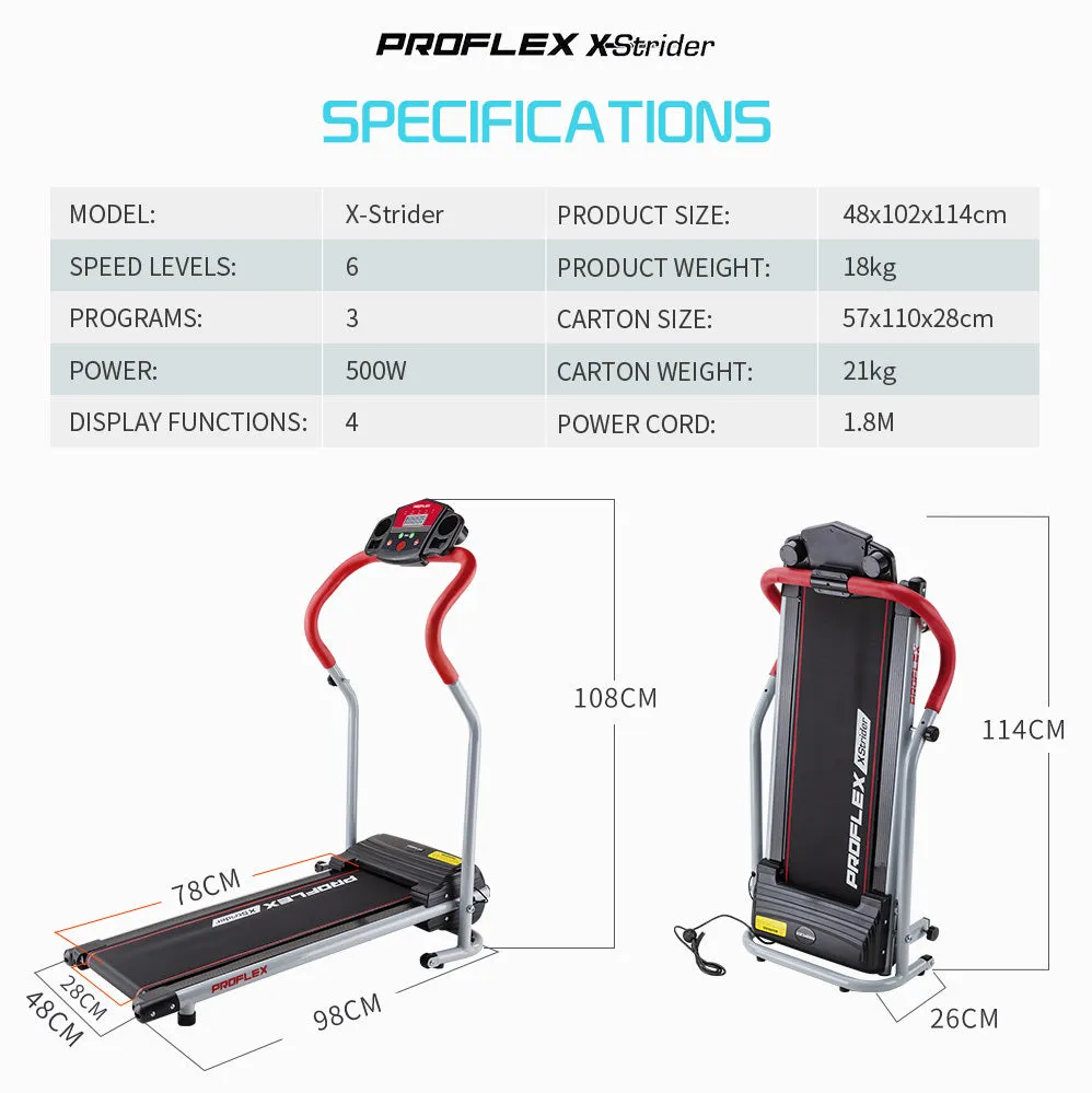 Compact Electric Mini Walking Treadmill, 6-Speed, LED Display, PROFLEX