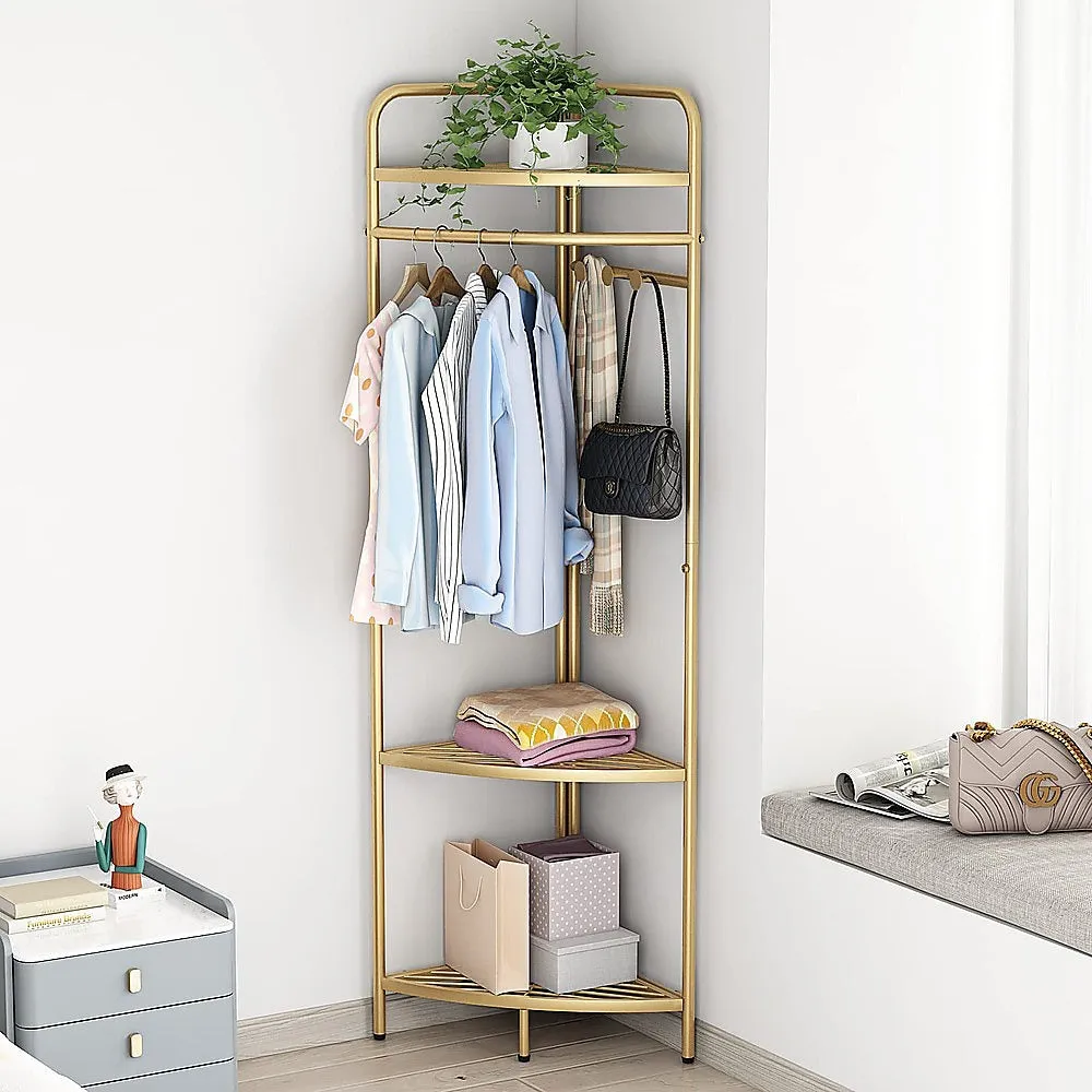 Corner Gold Clothing Rack Clothes Bedroom Storage