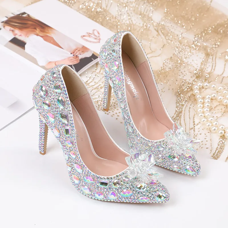 Crystal New Arrival Low Heeled Banquets and Weddings High Heels Shoes-2