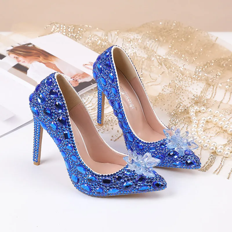 Crystal New Arrival Low Heeled Banquets and Weddings High Heels Shoes-2