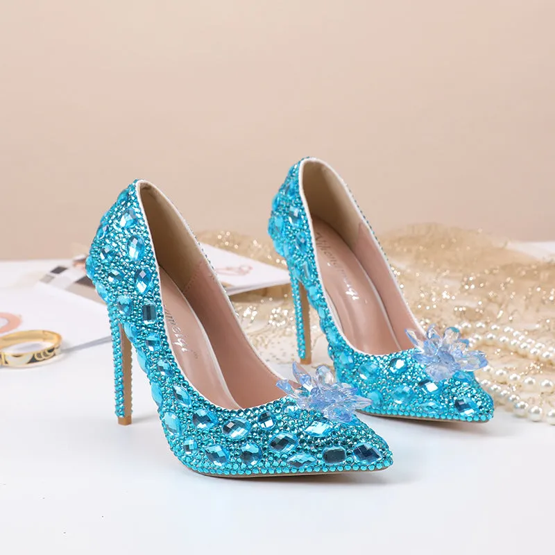 Crystal New Arrival Low Heeled Banquets and Weddings High Heels Shoes-2