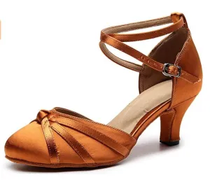 Dark Tan Closed Toe Ballroom Dance Shoes Latin Salsa Dance Shoes