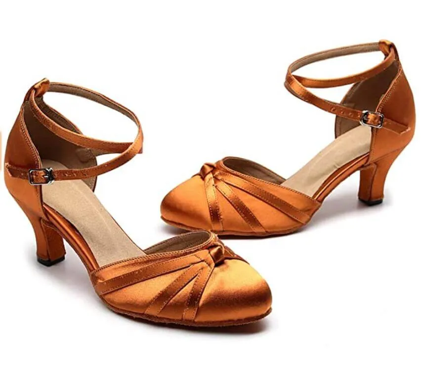 Dark Tan Closed Toe Ballroom Dance Shoes Latin Salsa Dance Shoes