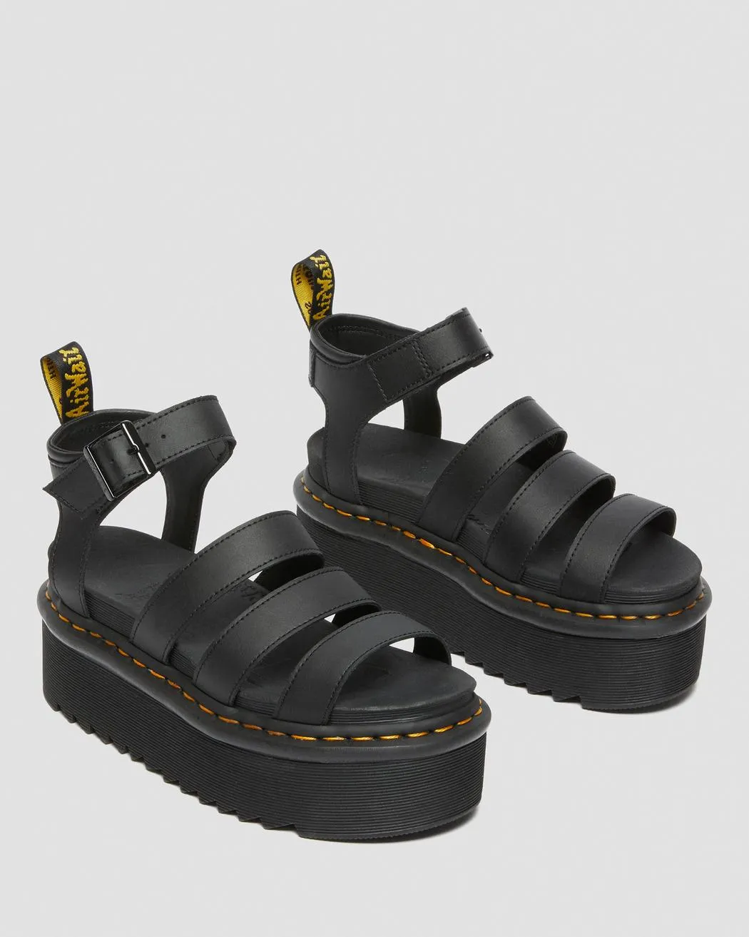 Dr Martens Blaire Hydro Leather Platform Strap Sandals - Black