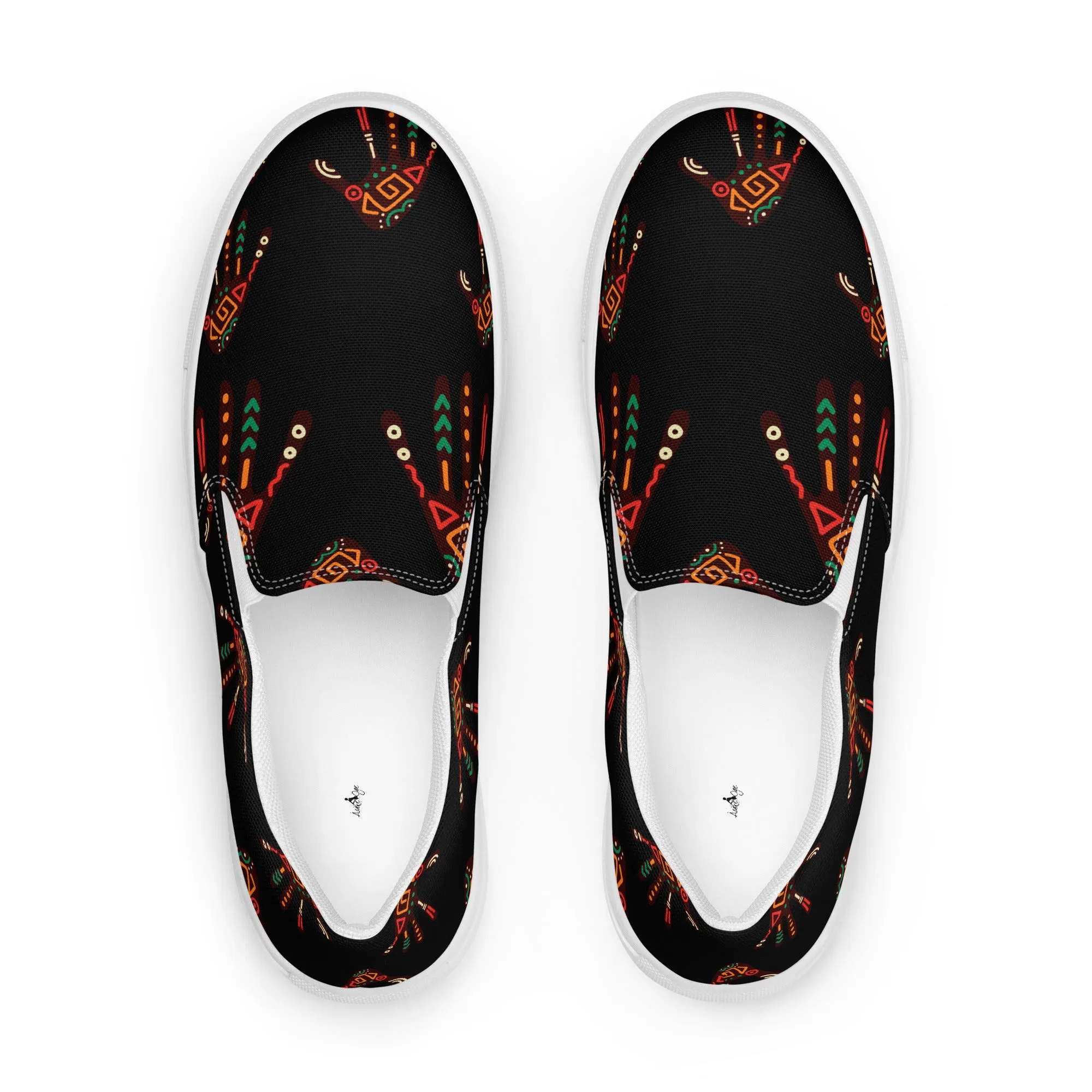 Duro Midnight Tribal Palm Print Men’s Slip-On Canvas Shoes