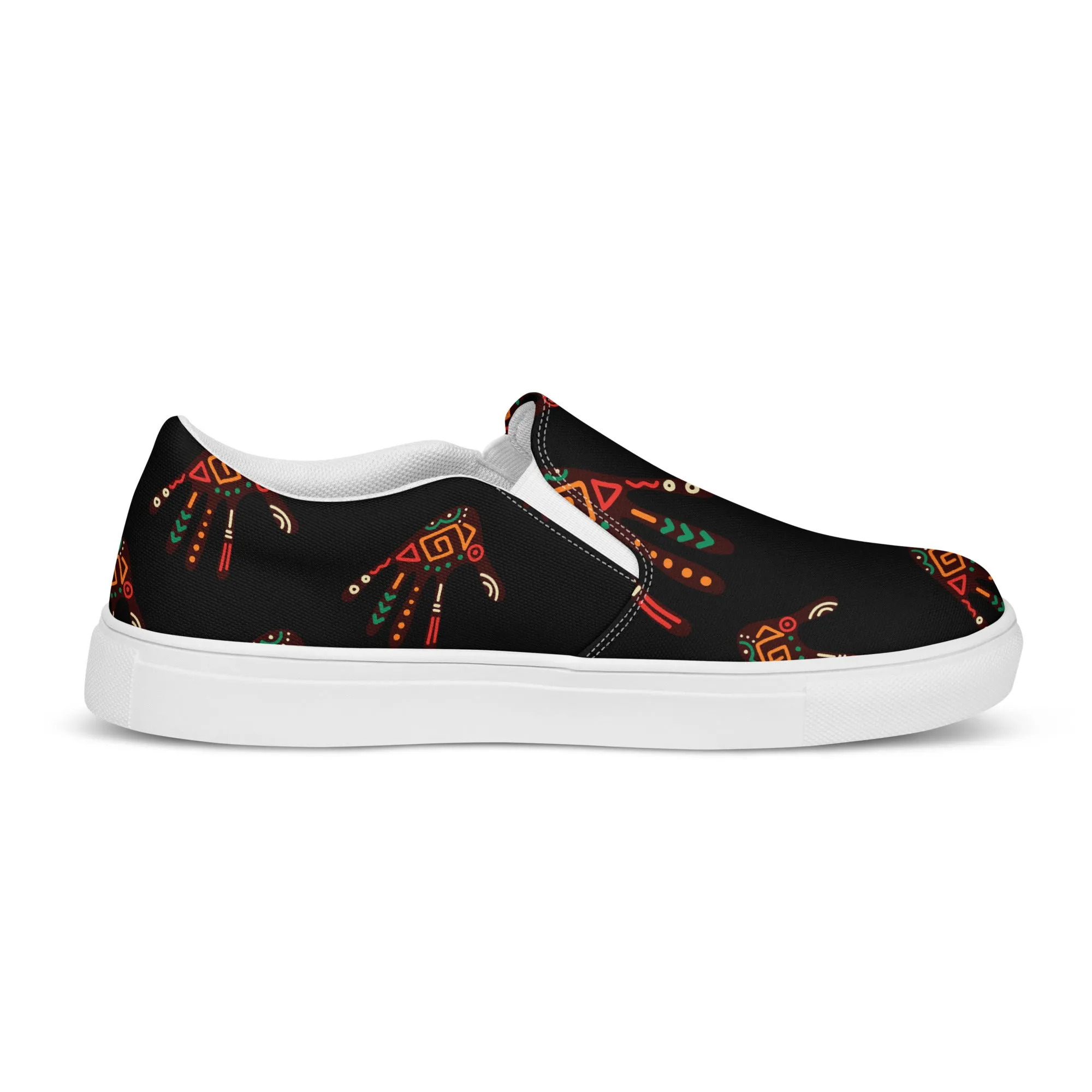 Duro Midnight Tribal Palm Print Men’s Slip-On Canvas Shoes