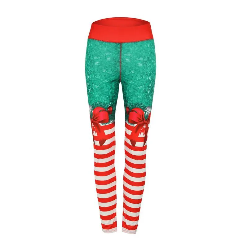 Elasticity Christmas Fitness Yoga Sports Stripe Sports Leggings