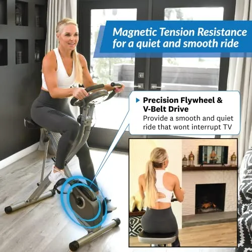 Exerpeutic Folding Exercise Bike, 8 Levels of Resistance Stationary Bike, Bluetooth tracking & Tablet Holder options available