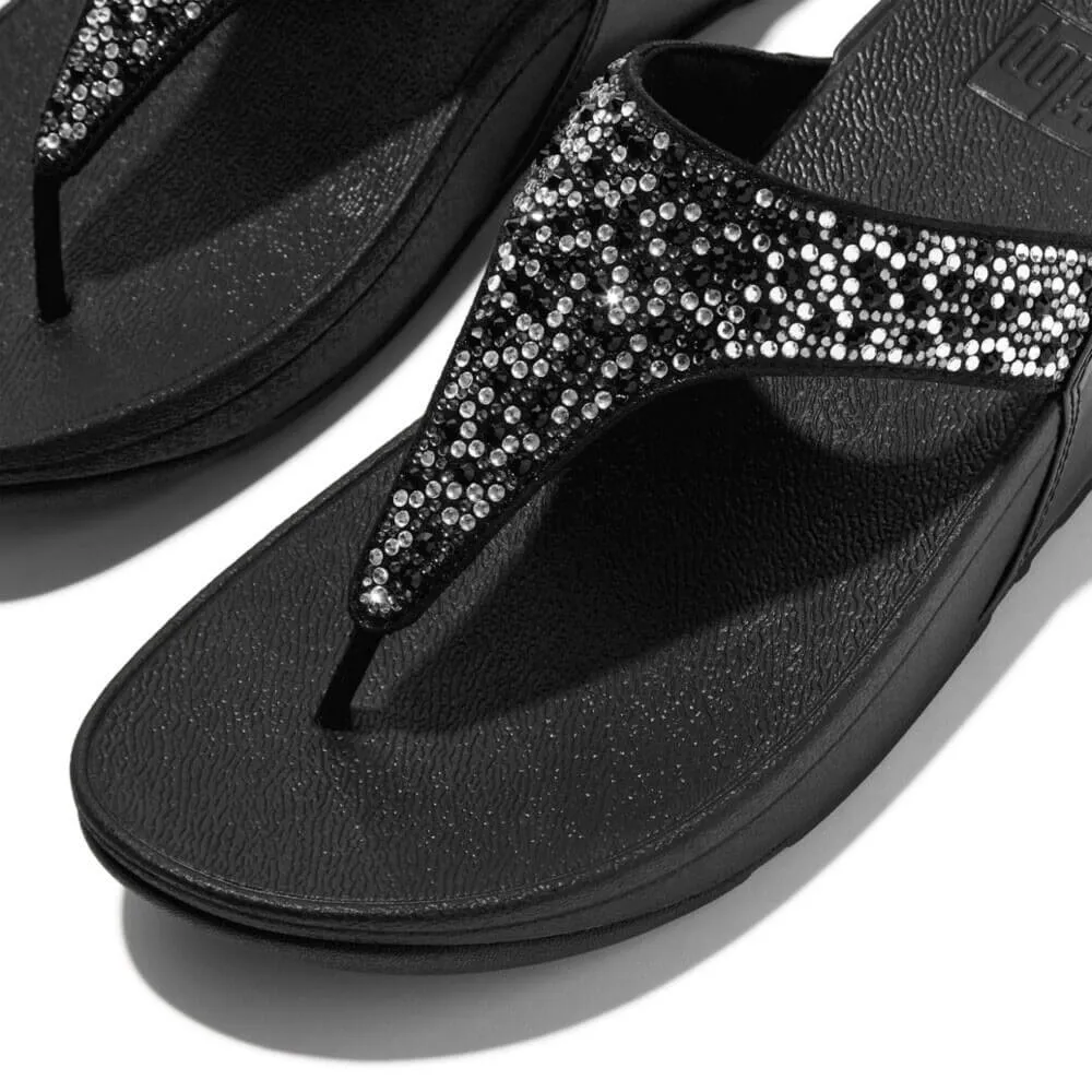 FitFlop Lulu Crystal Mix Sandals - All Black