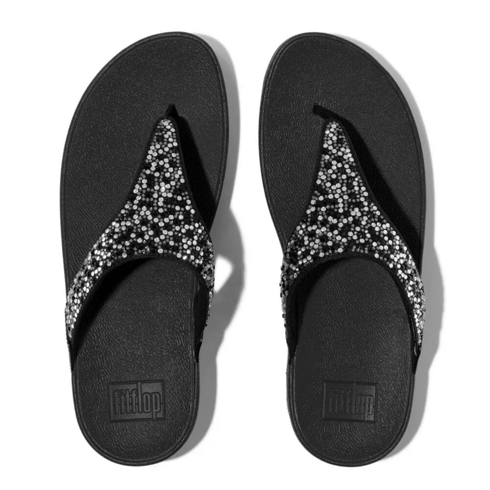 FitFlop Lulu Crystal Mix Sandals - All Black