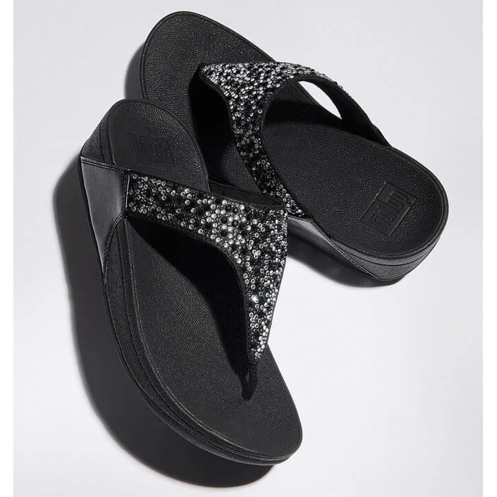 FitFlop Lulu Crystal Mix Sandals - All Black