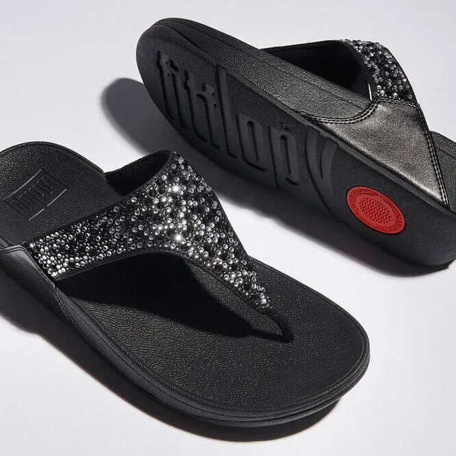 FitFlop Lulu Crystal Mix Sandals - All Black