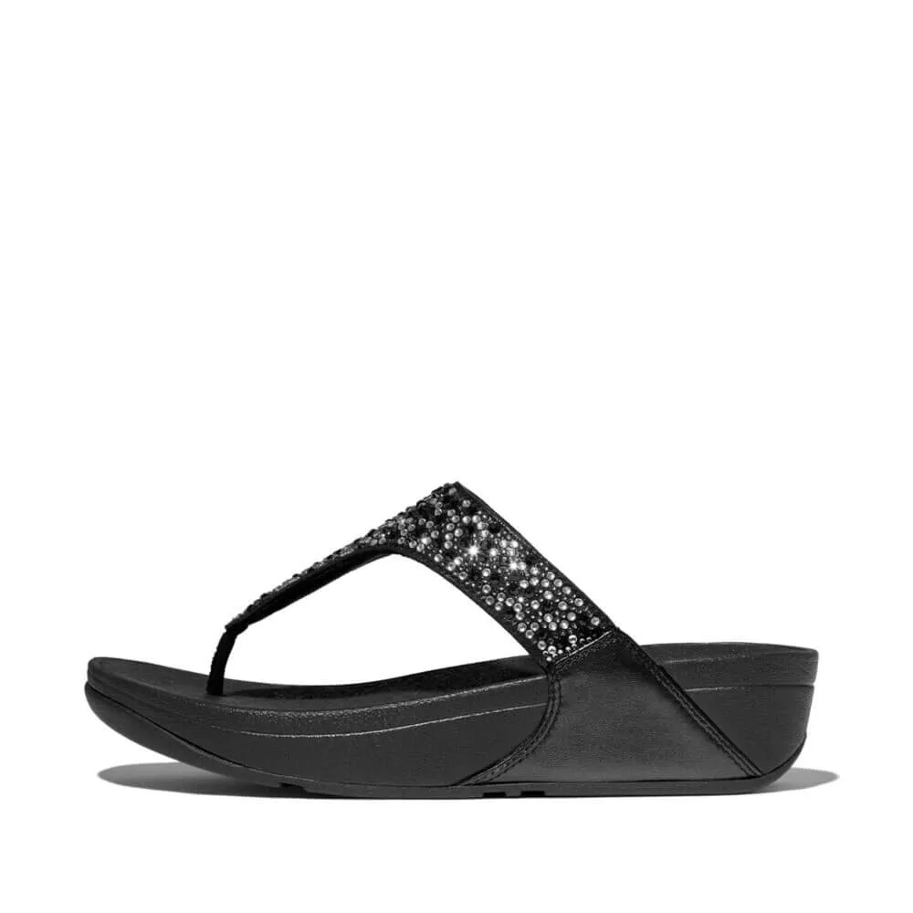 FitFlop Lulu Crystal Mix Sandals - All Black