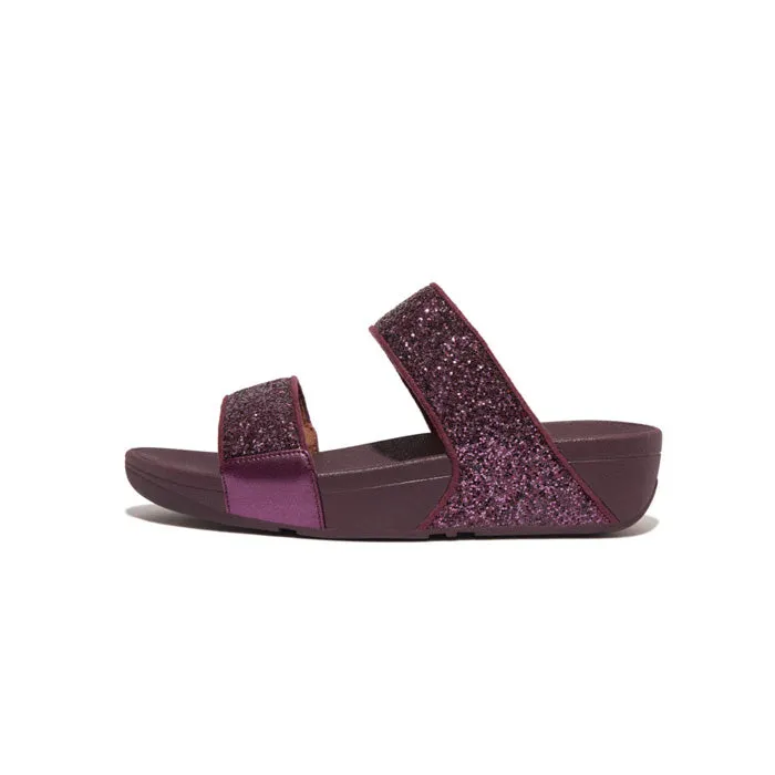 Fitflop Women Lulu Glitter Slides |ET3-B38| Metallic Mauve Wine