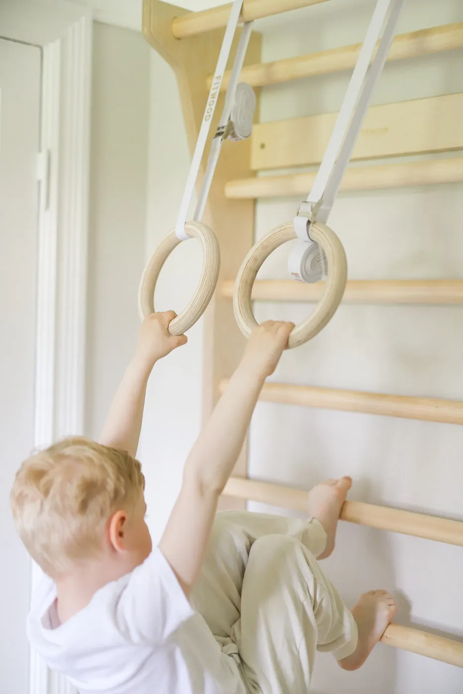 FitWood - TAIMI Wall Bars for Kids & Adults - White and Birch