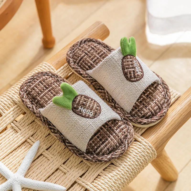 Flax Slipper Female Spring And Autumn Indoor Couple Home With Lovely Antiskid Cotton Hemp Home Pair Of Slippers Summer Man Four Seasons