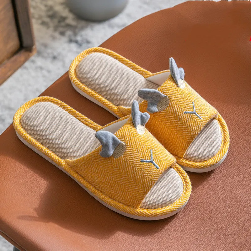 Flax Slipper Female Spring And Autumn Indoor Couple Home With Lovely Antiskid Cotton Hemp Home Pair Of Slippers Summer Man Four Seasons