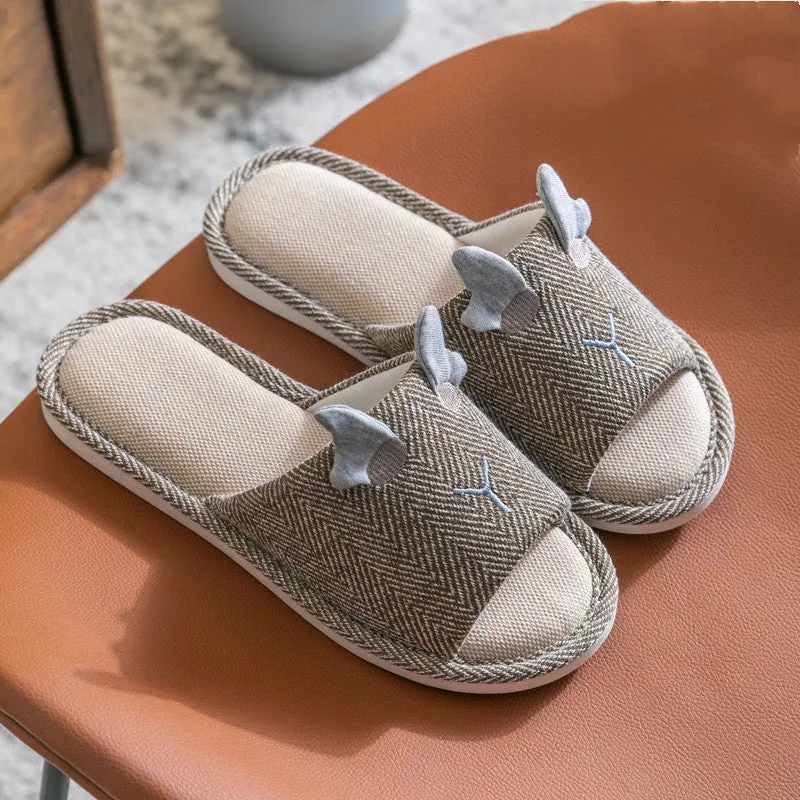 Flax Slipper Female Spring And Autumn Indoor Couple Home With Lovely Antiskid Cotton Hemp Home Pair Of Slippers Summer Man Four Seasons