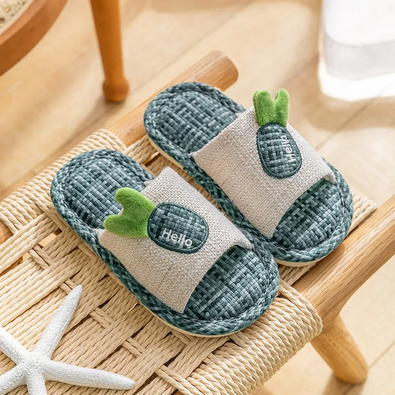 Flax Slipper Female Spring And Autumn Indoor Couple Home With Lovely Antiskid Cotton Hemp Home Pair Of Slippers Summer Man Four Seasons