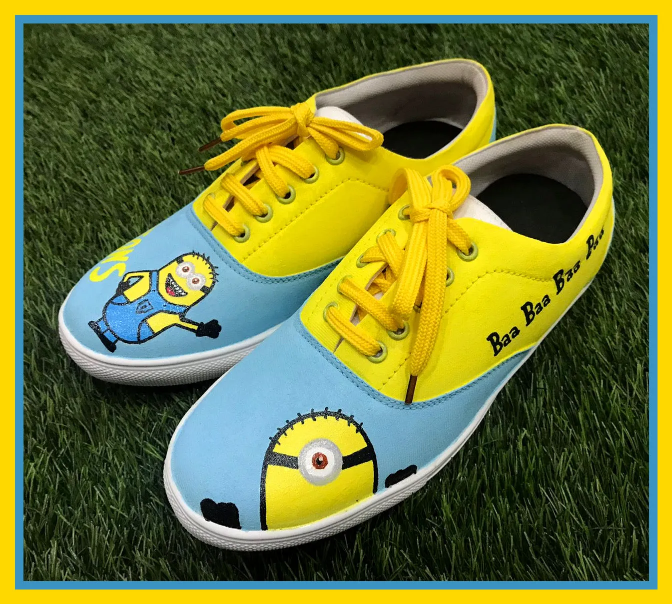 Funky N Trendy hand painted water resistant Minion theme casual shoes