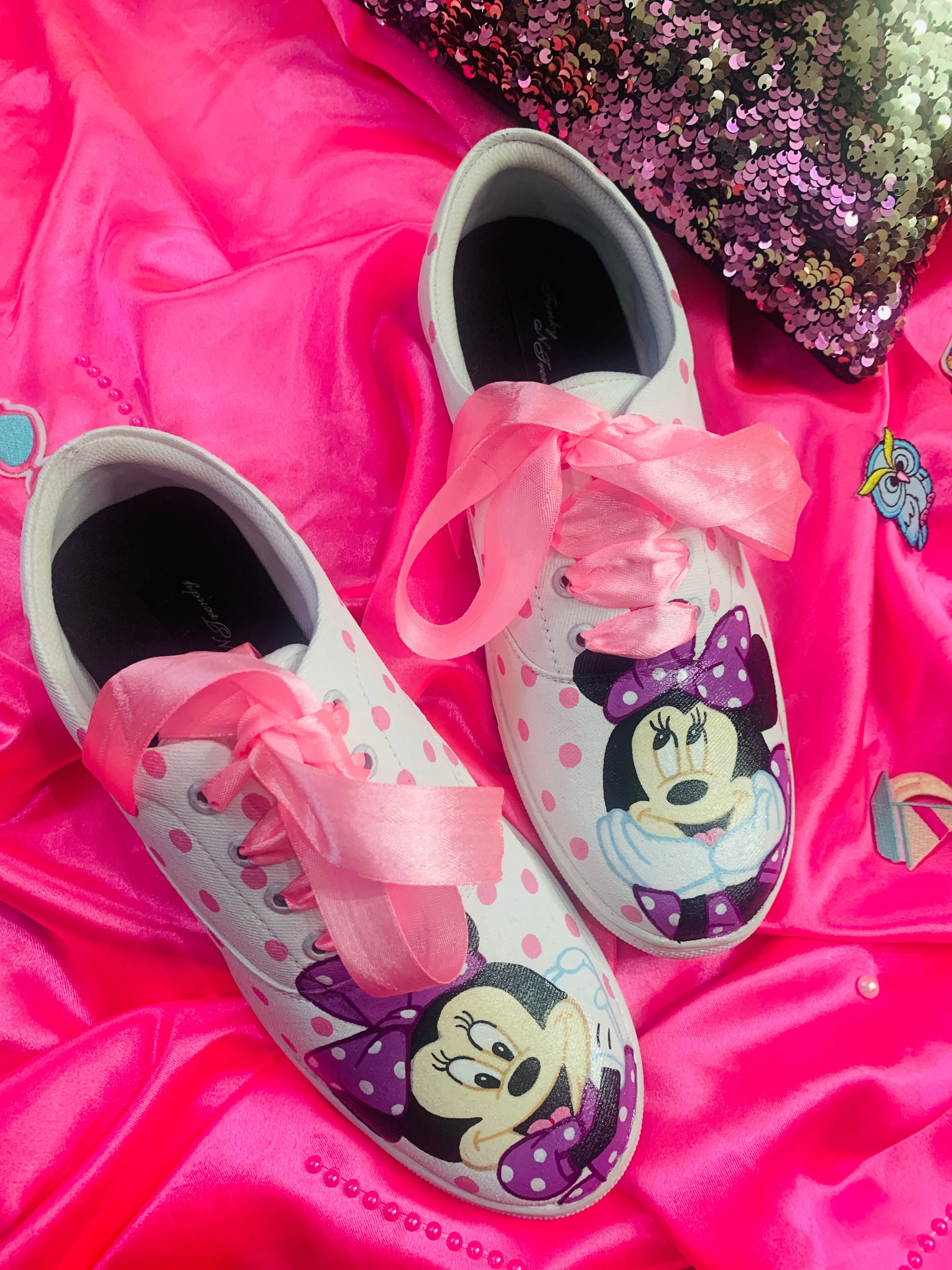 Funky N Trendy hand painted water resistant minnie theme casual shoes