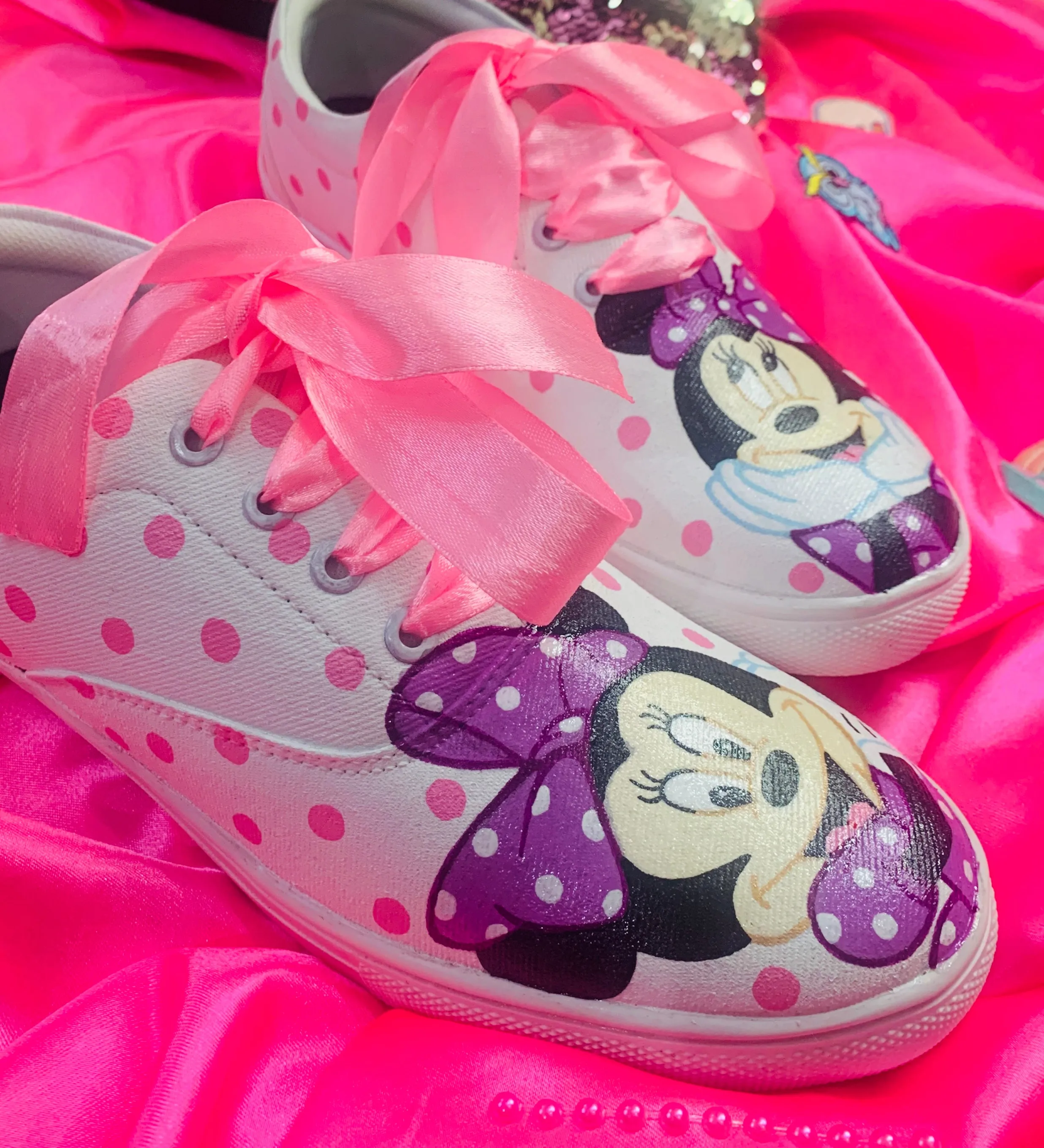 Funky N Trendy hand painted water resistant minnie theme casual shoes