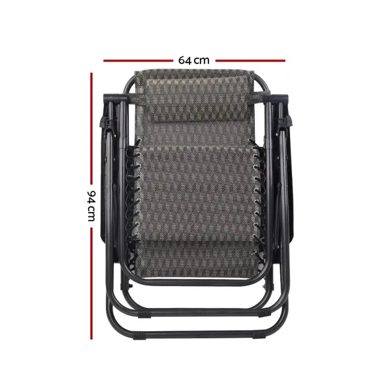 Gardeon Zero Gravity Folding Outdoor Chairs | Grey | Pair