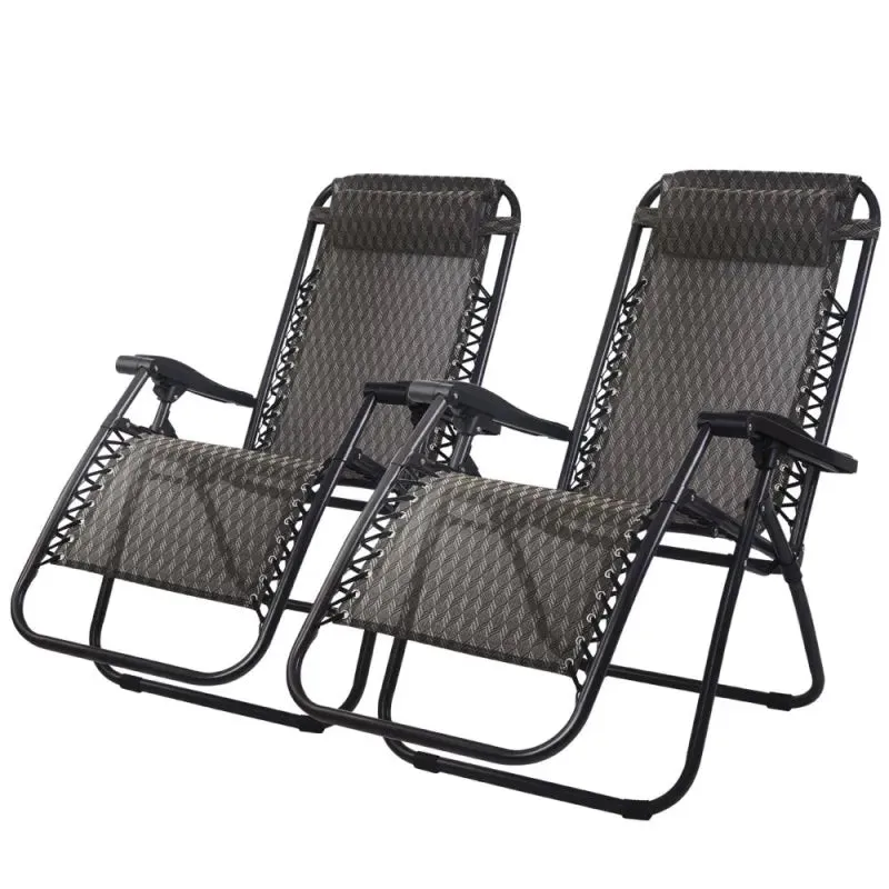 Gardeon Zero Gravity Folding Outdoor Chairs | Grey | Pair