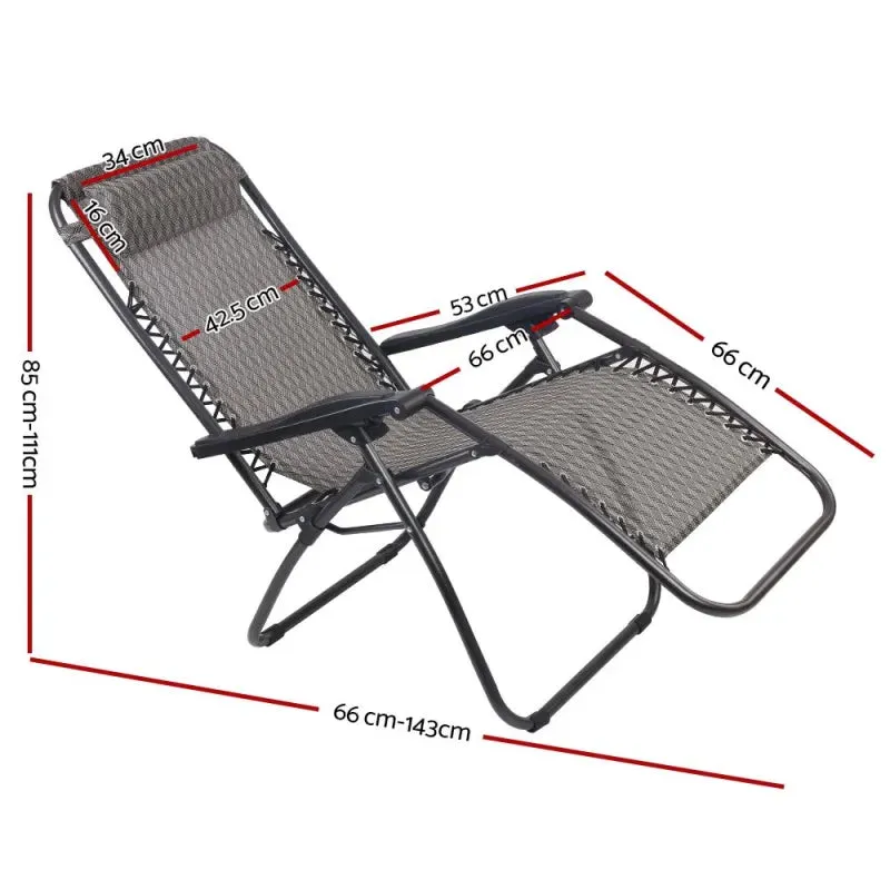 Gardeon Zero Gravity Folding Outdoor Chairs | Grey | Pair