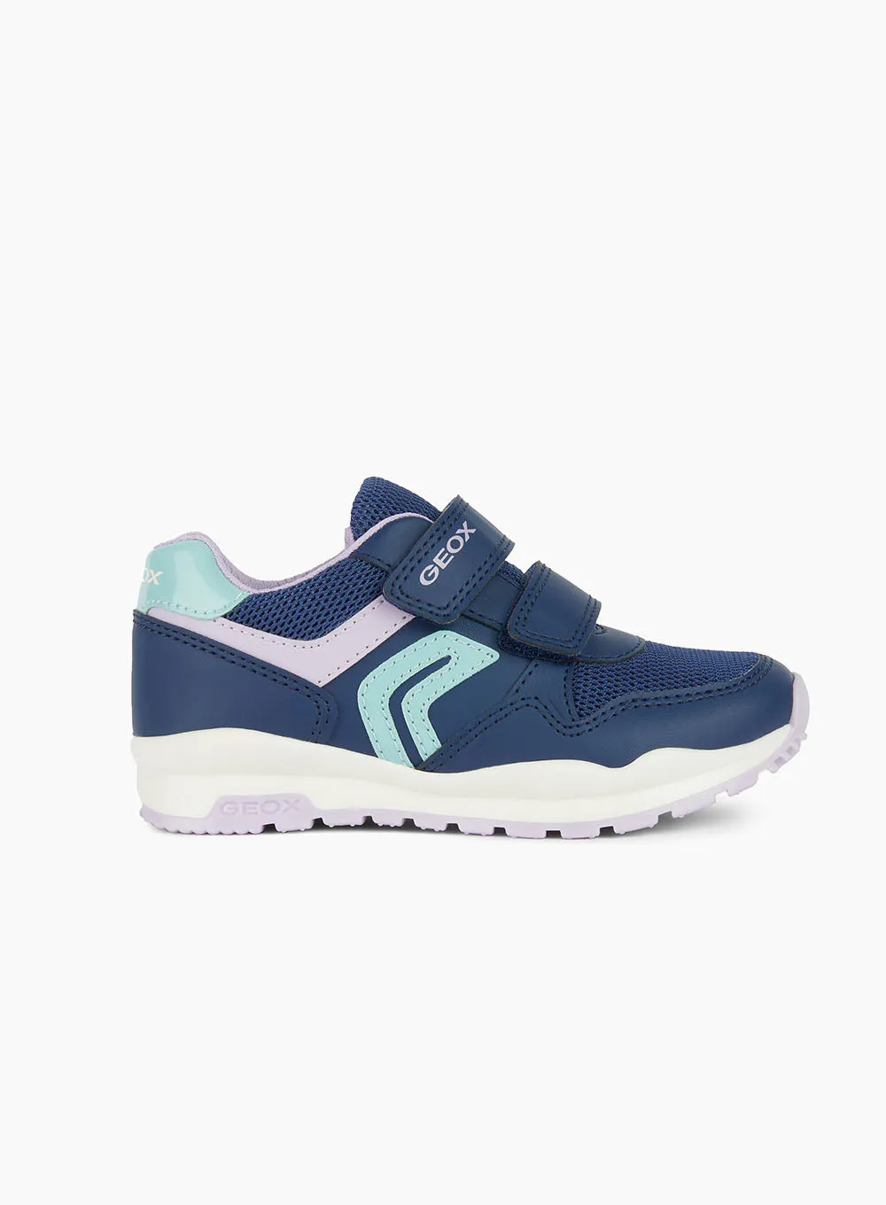 Geox Jr Pavel Trainers in Navy/Lilac