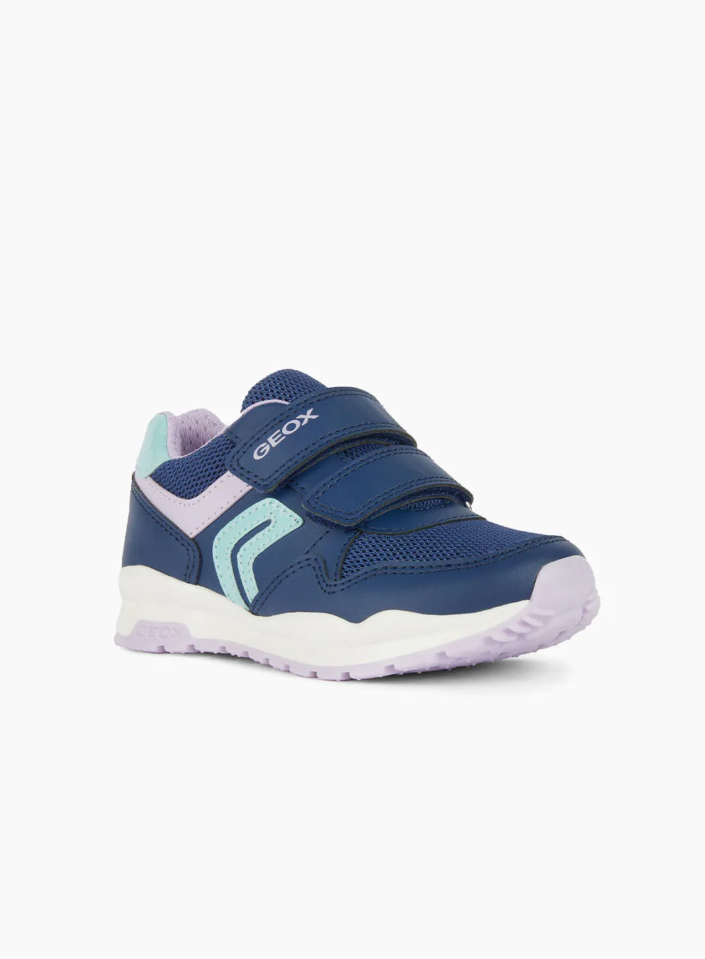 Geox Jr Pavel Trainers in Navy/Lilac