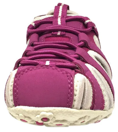 Geox Respira Girl's J S. Roxanne Fuchsia Intricate Elastic Upper Back Hook and Loop Strap Closed Toe Fisherman Sandal