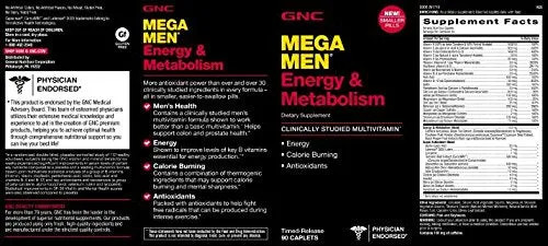 GNC Mega Men Energy and Metabolism 90 Caplets