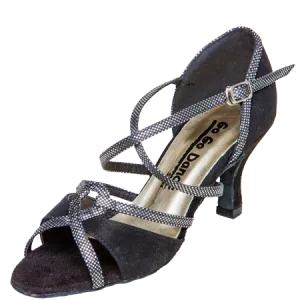 Go Go Dance Shoes, 9770, Black Nubuck-Silver AB, 2.75” Heel