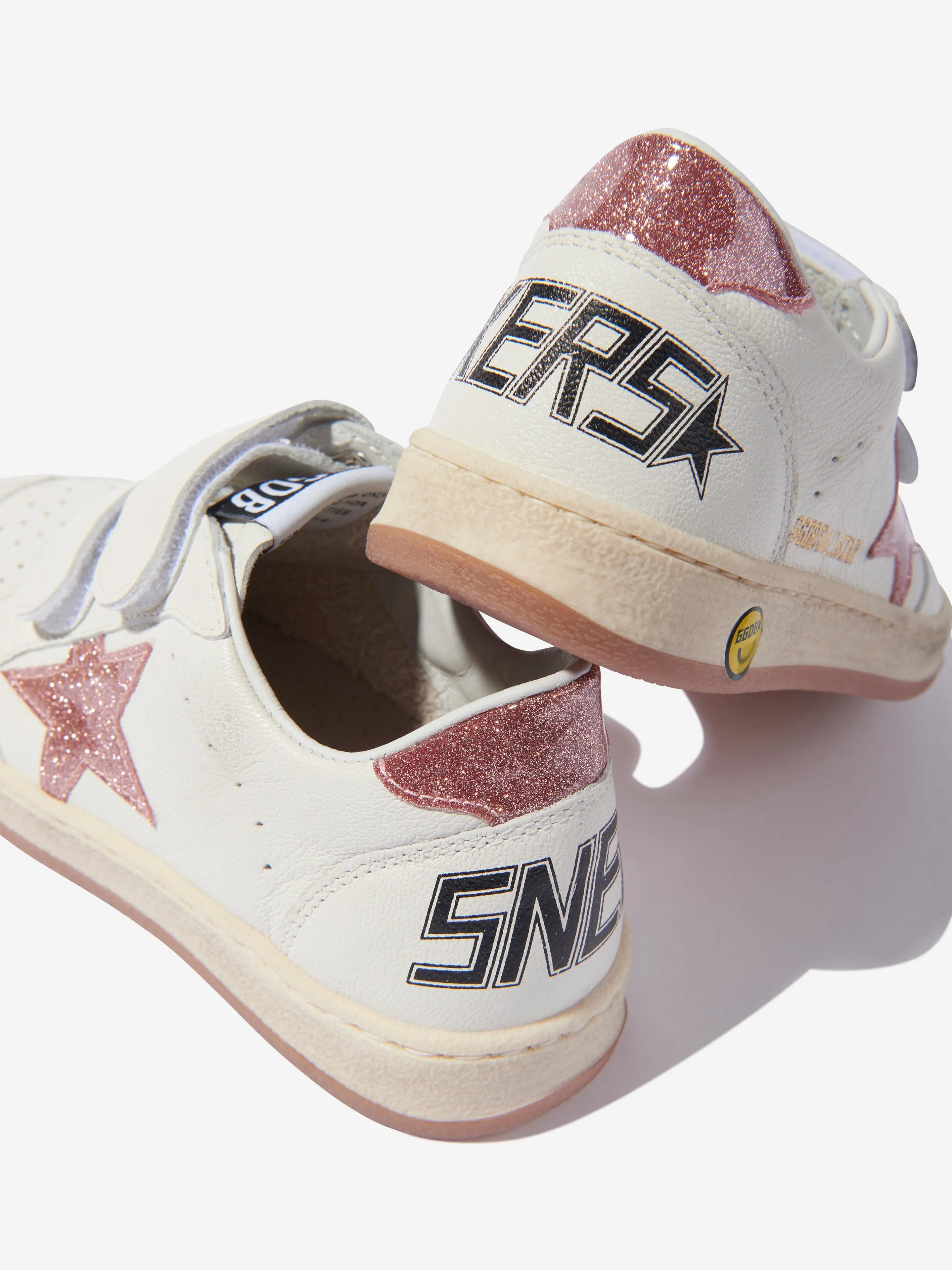 Golden Goose Girls Ball Star Leather Trainers in White