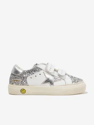 Golden Goose Girls Glitter And Leather May School Trainers in Silver