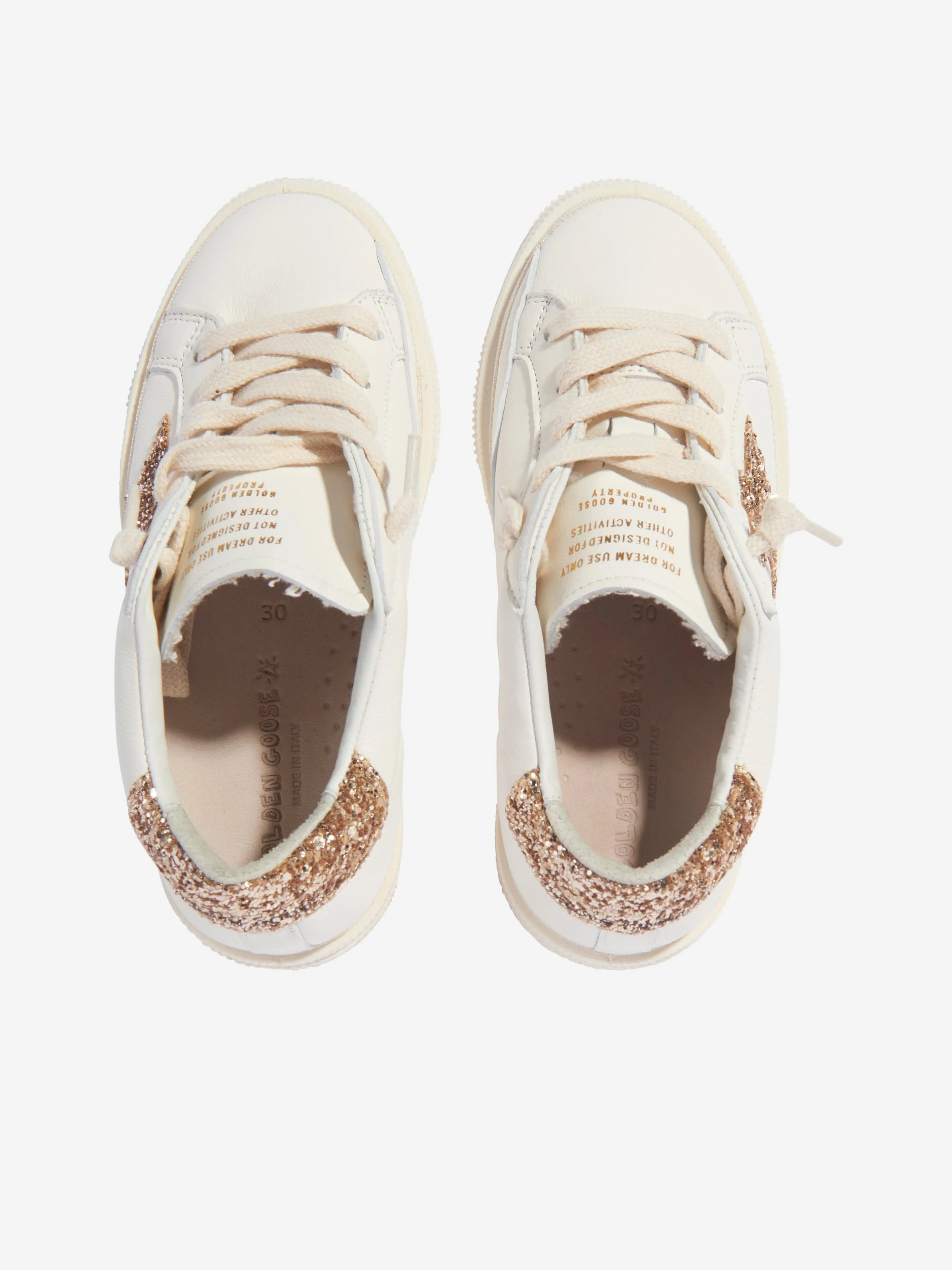 Golden Goose Girls Leather Glitter Star And Heel Trainers in White