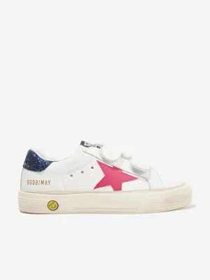 Golden Goose Girls Leather May School Trainers in White