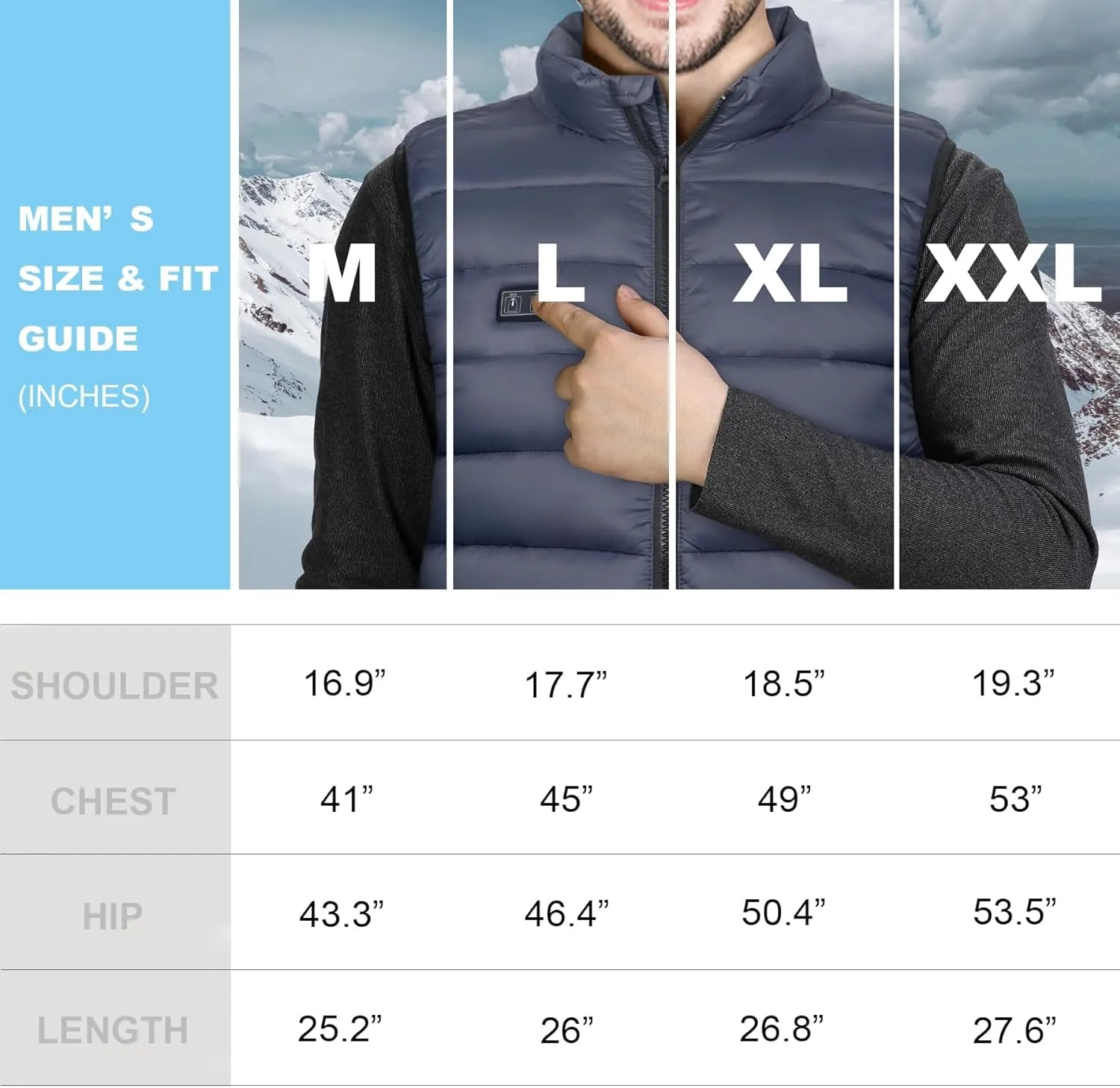 Heated Vest for Men with Battery Pack Included, Rechargeable Heated Jacket Coat Electric Heating Vests for Winter