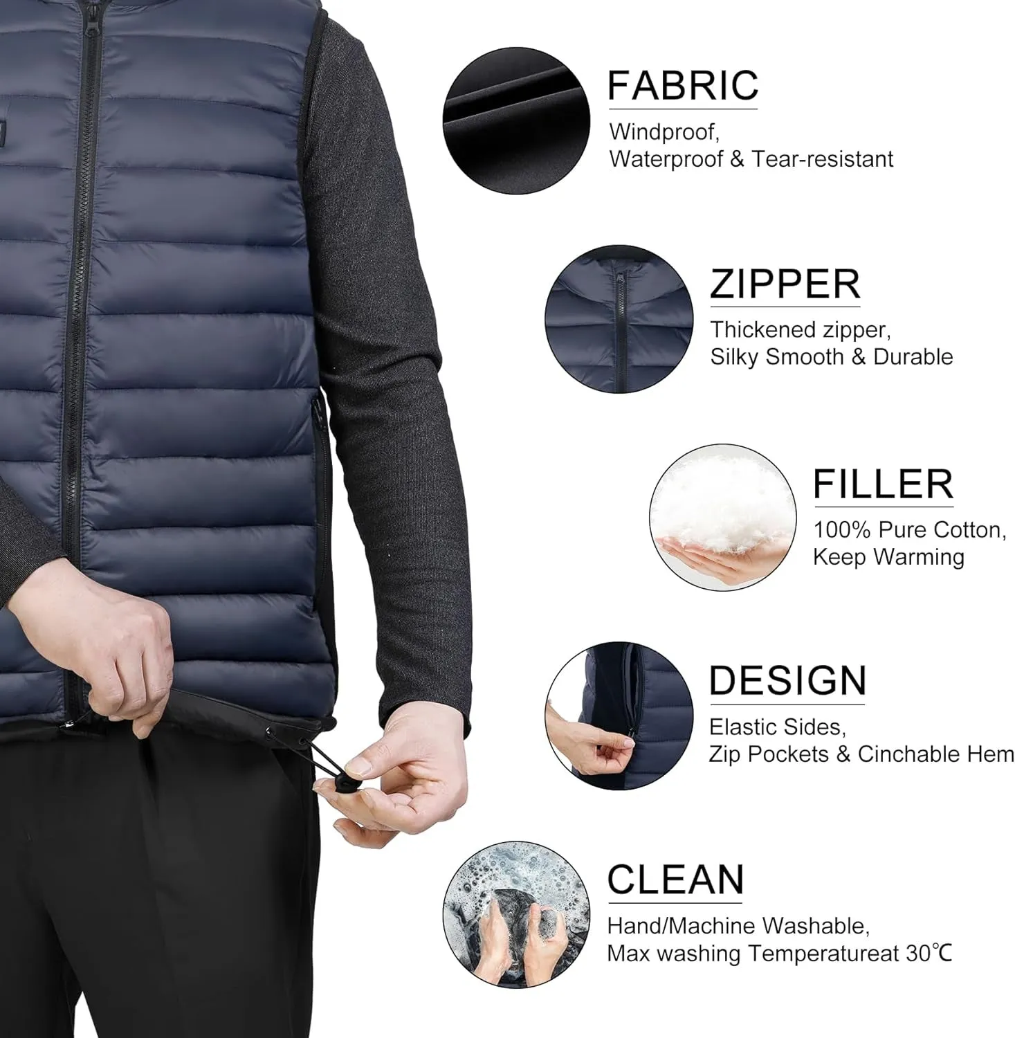 Heated Vest for Men with Battery Pack Included, Rechargeable Heated Jacket Coat Electric Heating Vests for Winter