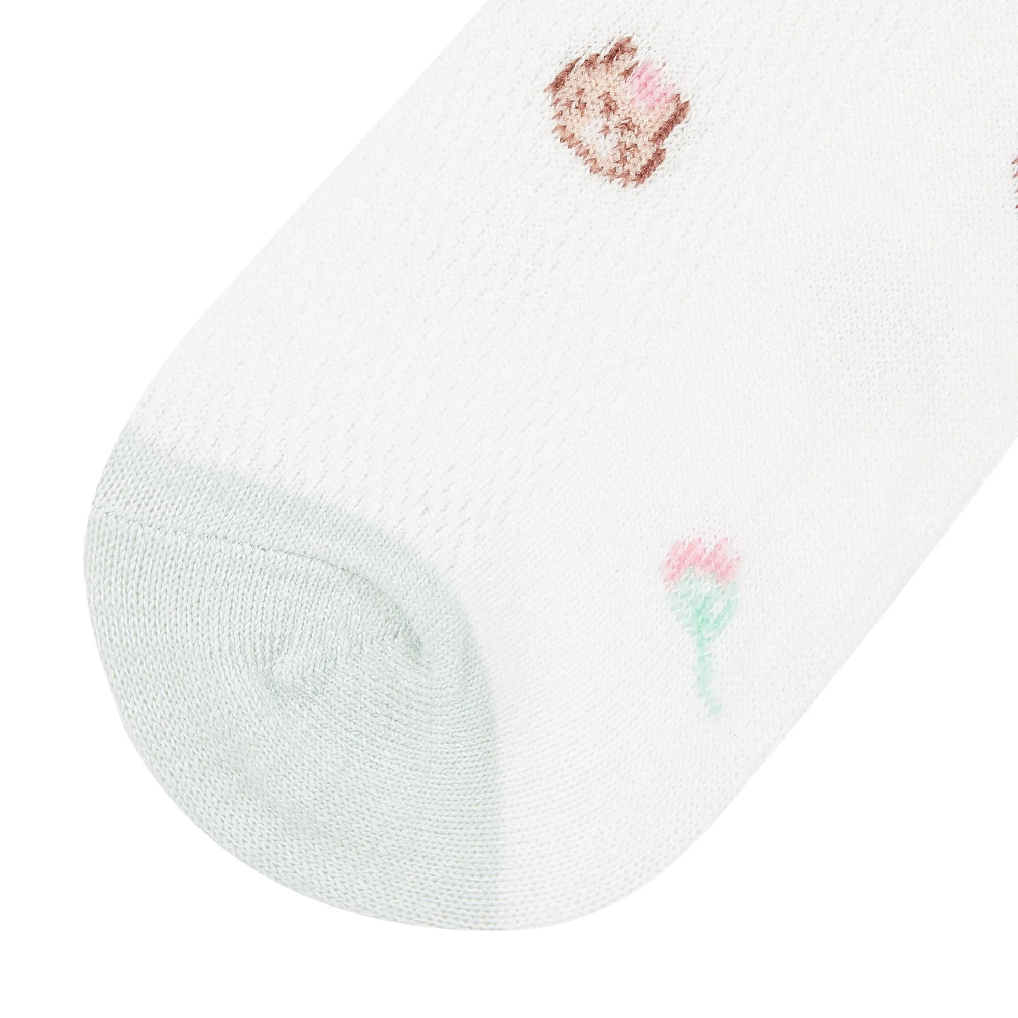 IDENTITY Ladies Mint Green Ankle Length Socks with Cat Pixel Print