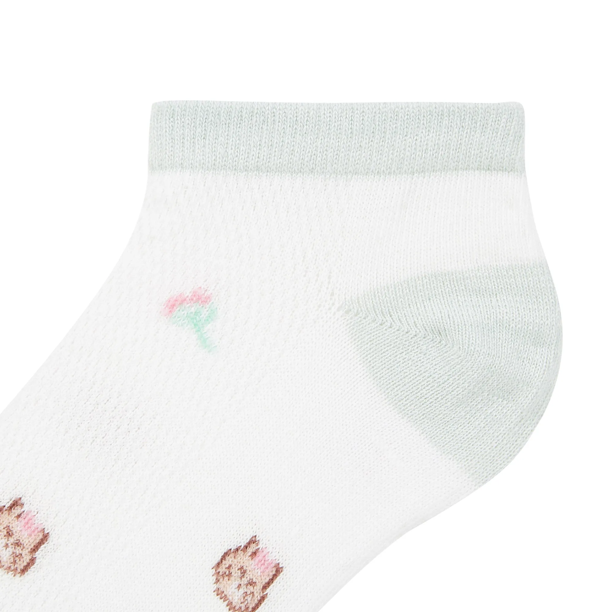 IDENTITY Ladies Mint Green Ankle Length Socks with Cat Pixel Print