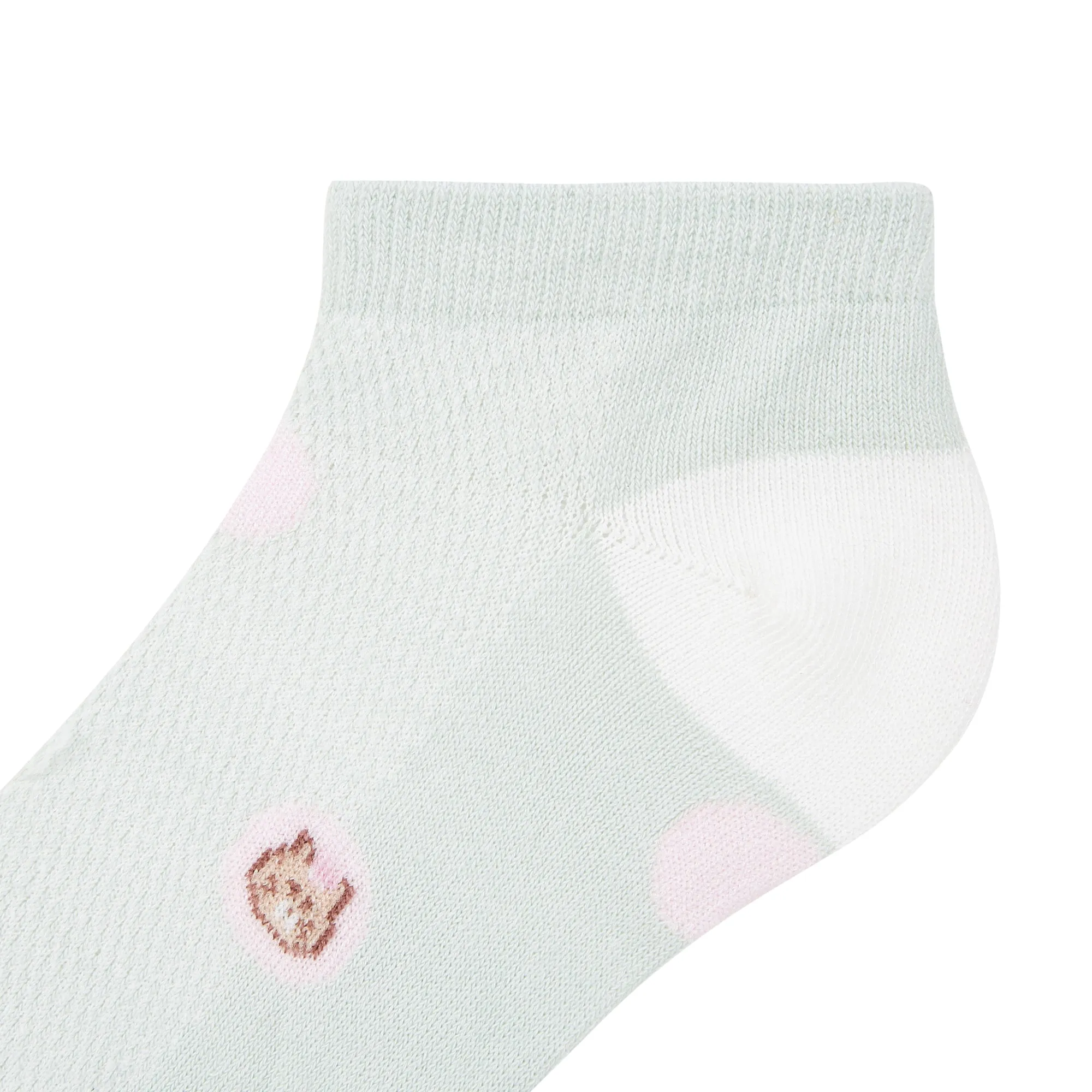 IDENTITY Ladies Mint Green Ankle Length Socks with Cat Pixel Print