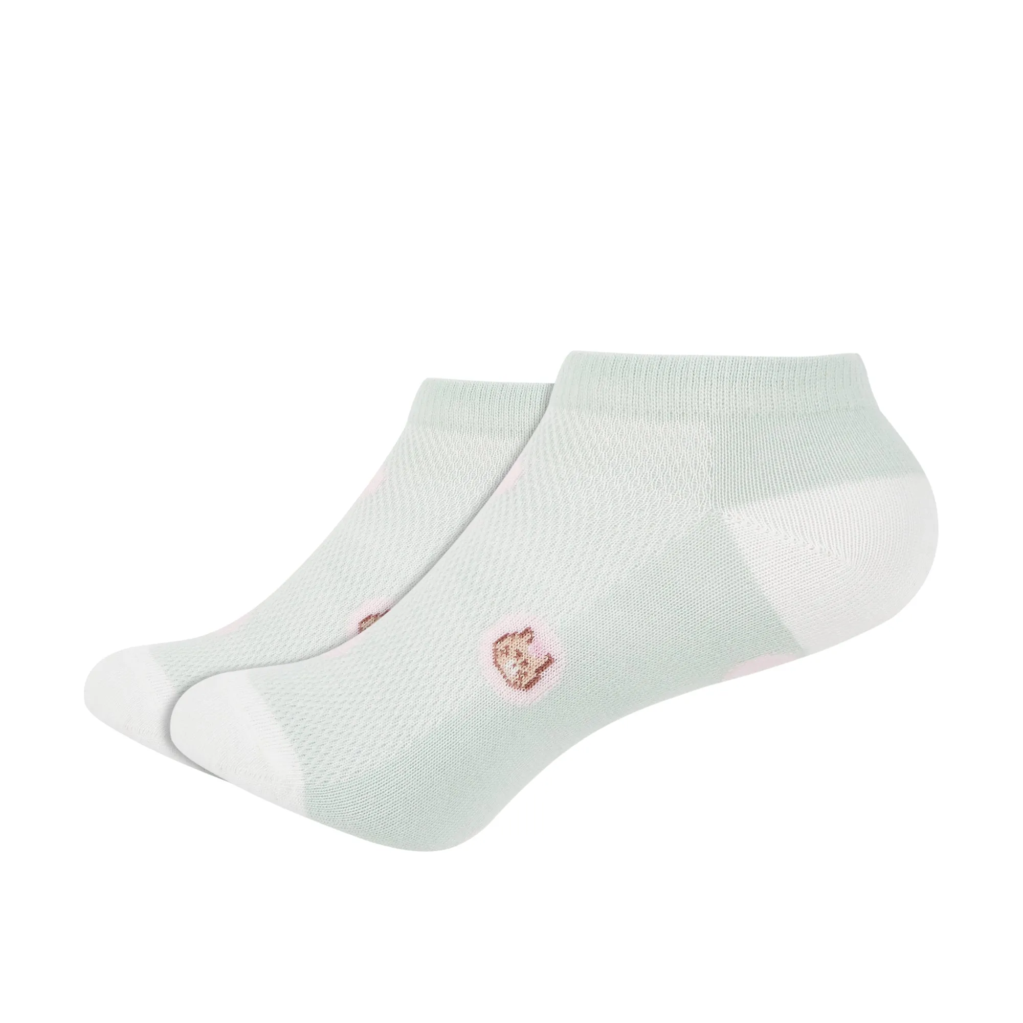 IDENTITY Ladies Mint Green Ankle Length Socks with Cat Pixel Print