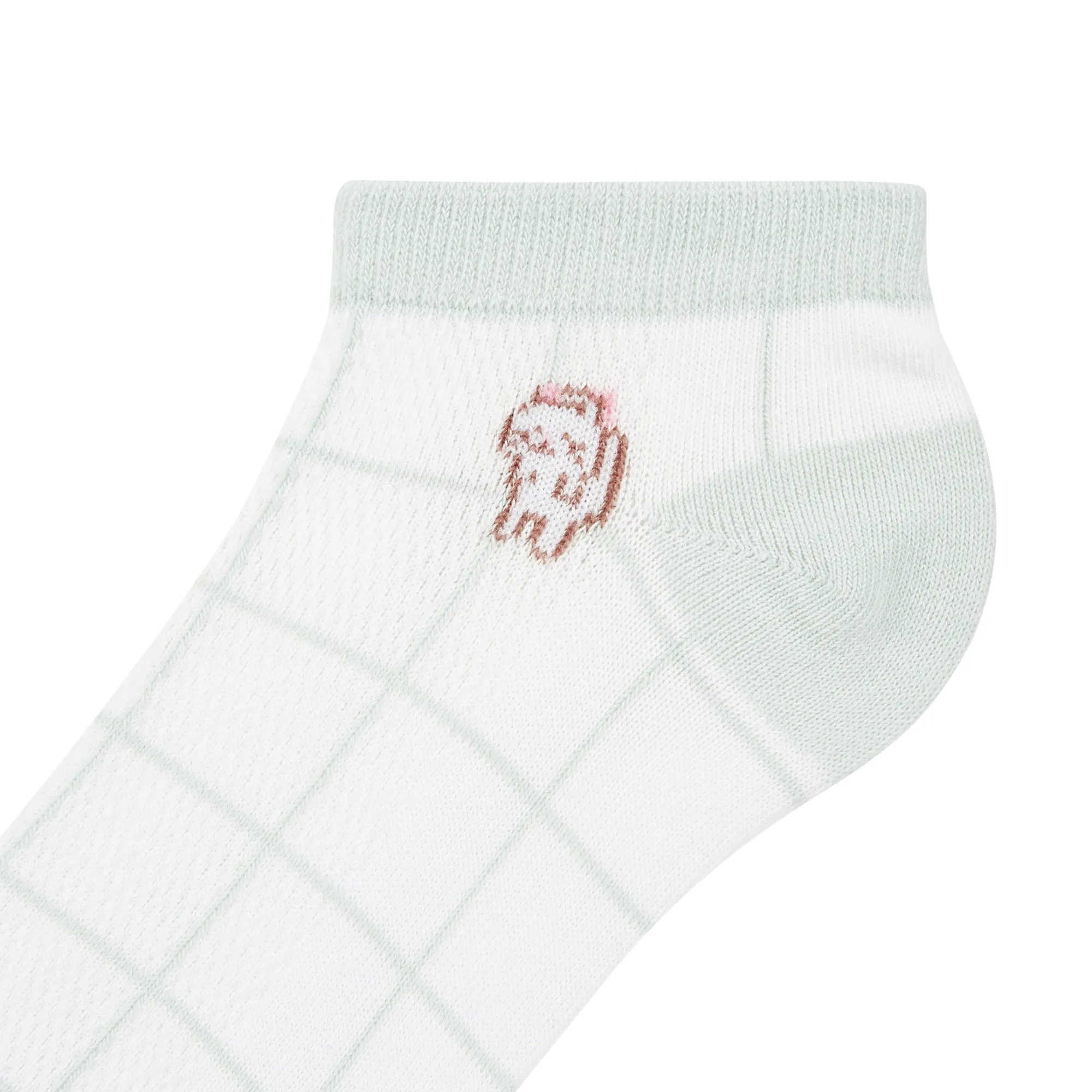 IDENTITY Ladies Mint Green Ankle Length Socks with Cat Pixel Print