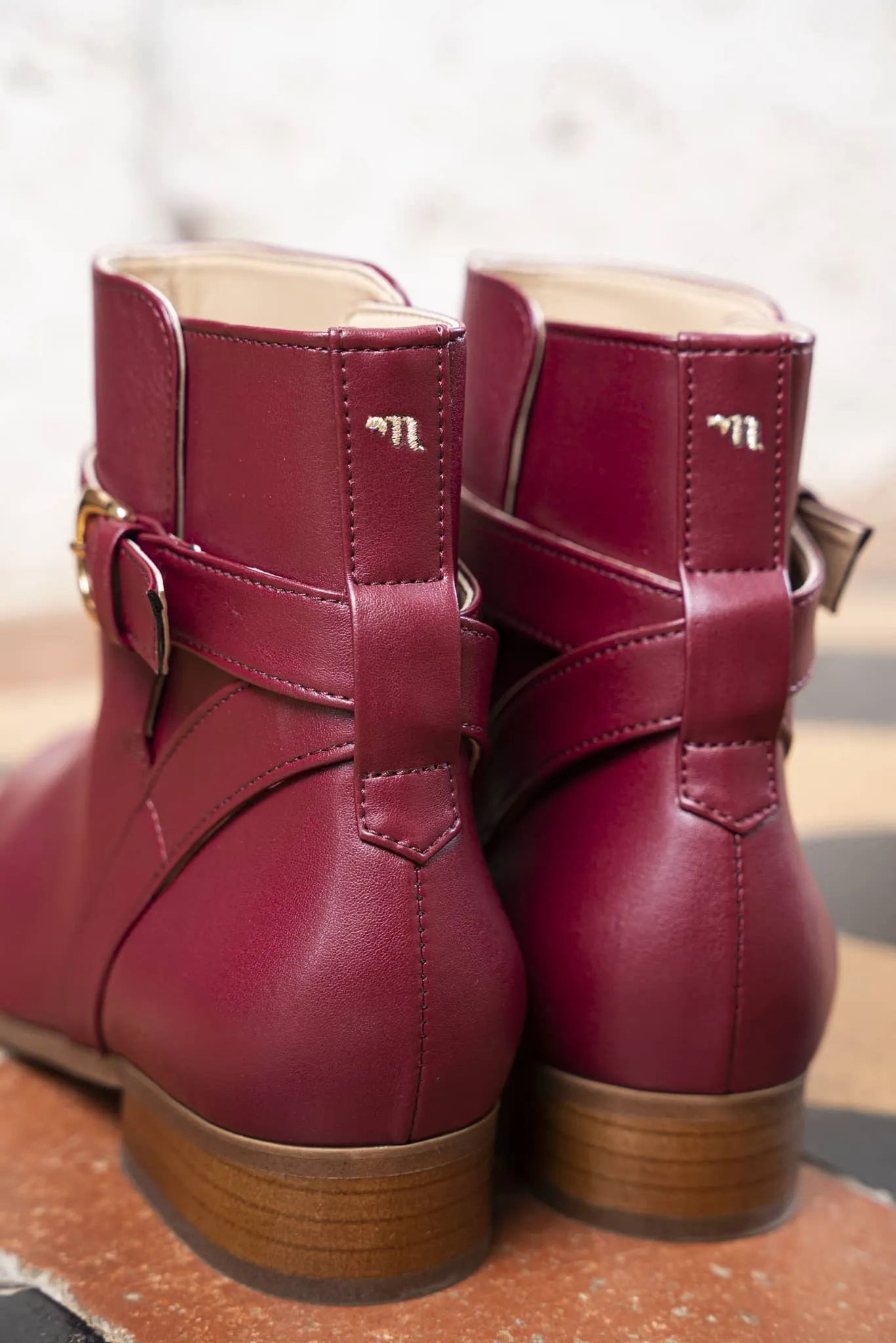 Illusion Vegan Leather Ankle Boots | Burgundy