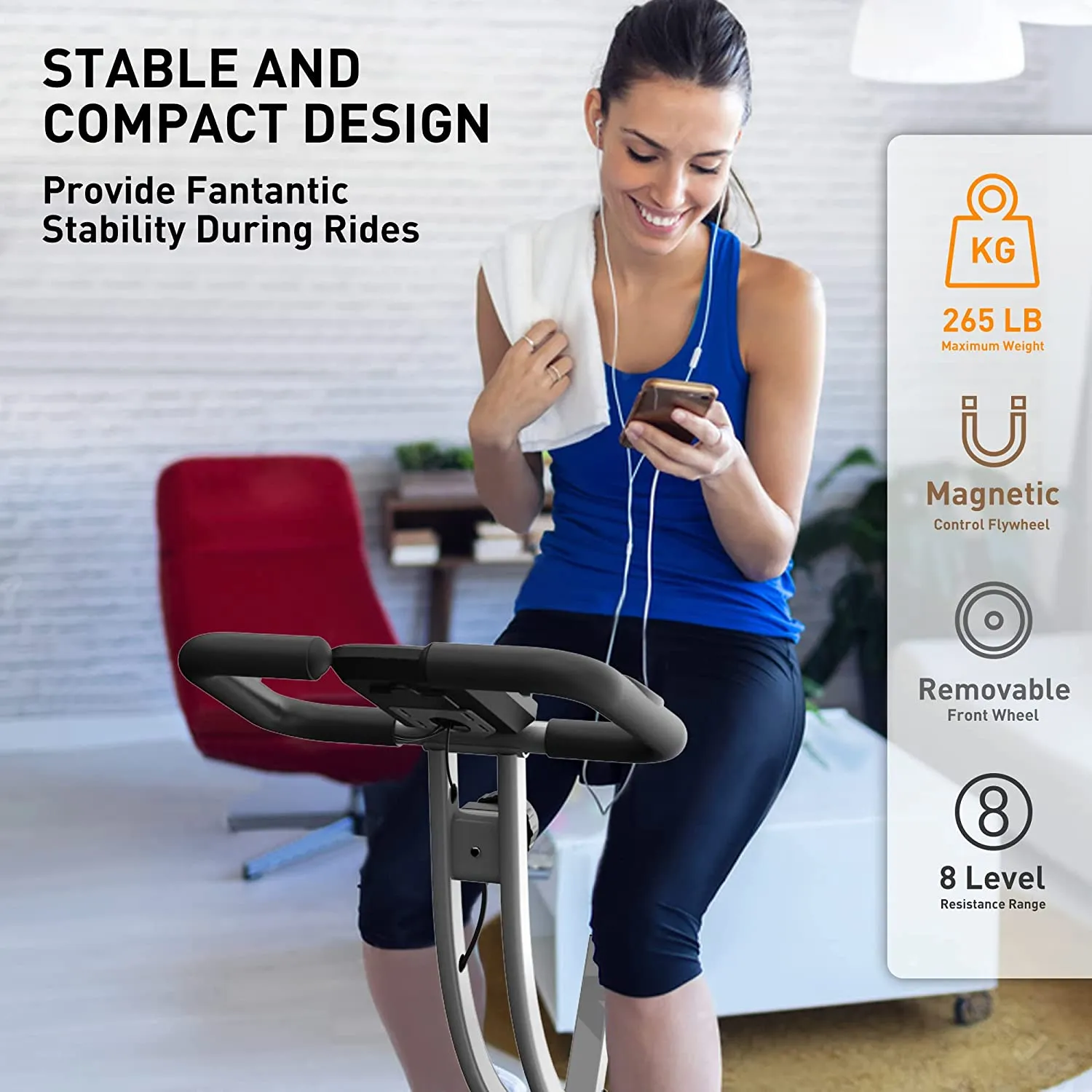 Indoor Cycling Bike Folding Magnetic Upright Exercise Bike